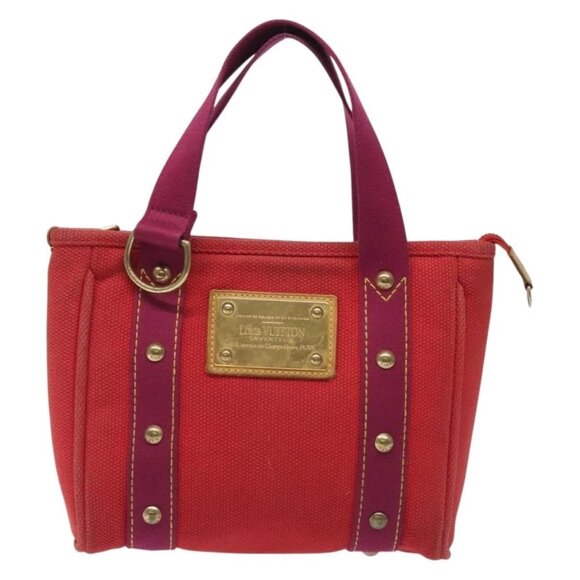 LOUIS VUITTON Antigua Cabas PM Tote Bag Canvas Rouge - Picture 10 of 15